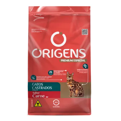 Ração Seca Origens Gato Castrados Carne - 10.1kg
