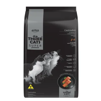 Ração Three Cats Castrados Salmão 3kg
