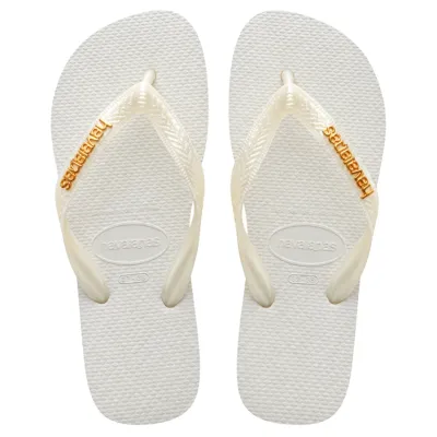 Chinelo Havaianas Top Logo Metallic Efeito Perolado-branco