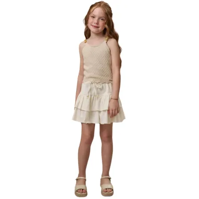 Saia Em Sarja Com Elastano. Com Shorts Embutido Infanti