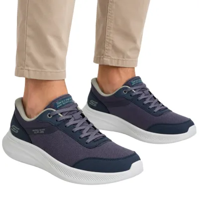 Tênis Skechers Bobs Moda Flex Slick Stride Masculino Tecnologia Hands Free Slip-ins Azul Marinho 118158_dknv