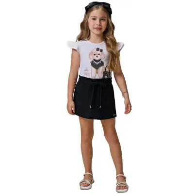Conjunto De Blusa Em Cotton E Short Saia Em Molevisco Infanti