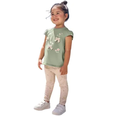 Conjunto De Bata Em Meia Malha Com Calça Legging Em Malha Power Infanti