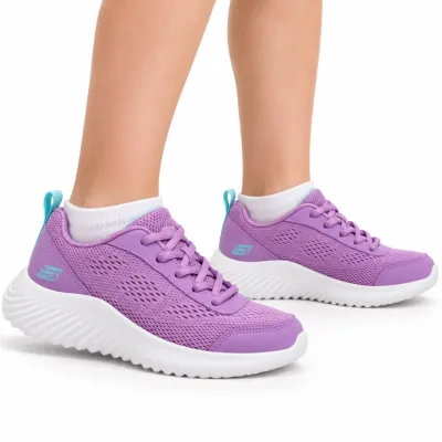 Tênis Skechers Bounder Ez-breeze Infantil Cabedal Respirável-lavanda 303679l_lav