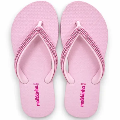 Chinelo Infantil Molekinha Com Strass-rosa