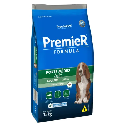 Ração Premier Formula Light Cães Adultos Raças Médias Frango 15kg