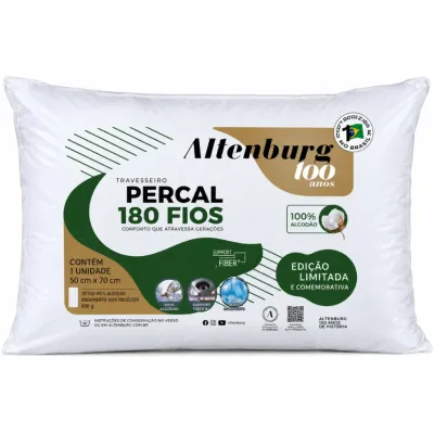 Travesseiro Altenburg 180 Fios 100 Anos Suporte Medio 50cm X 70 Cm-branco 01565901600001