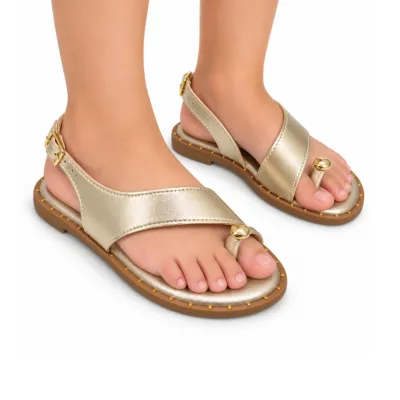 Sandalia Kidy Rasteira Infantil Menina Ouro 4540018