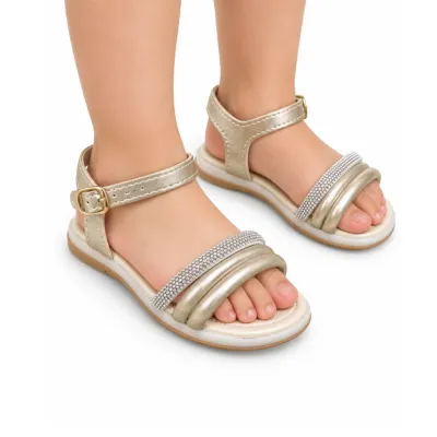 Sandalia Kidy Rasteira Infantil Menina Ouro 0012070