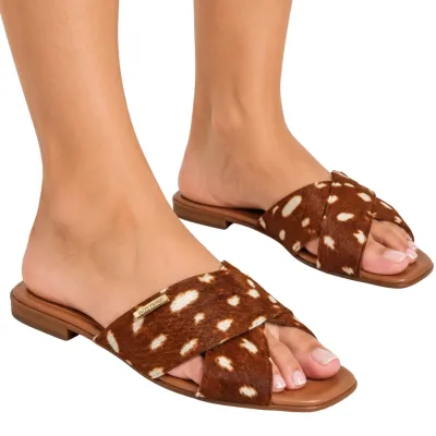 Rasteira Bottero Animal Feminino-caramelo 375905