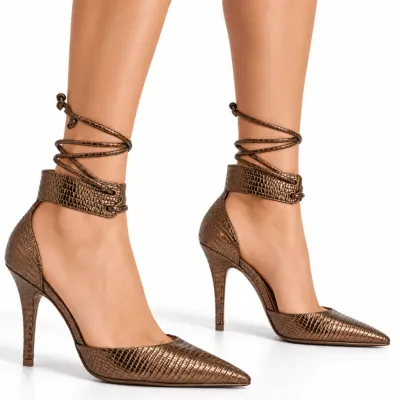 Scarpin Vizzano Salto Alto Metalizado Amarração-bronze 1184.1573.25699sd5