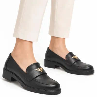Sapato Via Marte Mocassim Feminino Salto Baixo Clássico-preto 23-16903