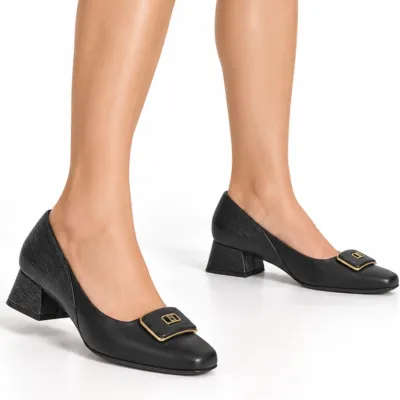 Sapato Feminino Piccadilly Tati Joanete Salto Médio-preto 160057