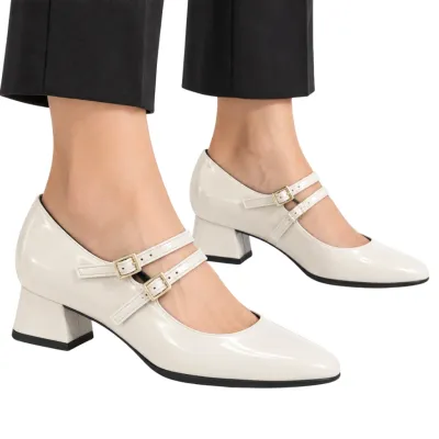 Sapato Piccadilly Boneca Mary Jane Feminino Com Tira Dupla E Fivela-off White 160081