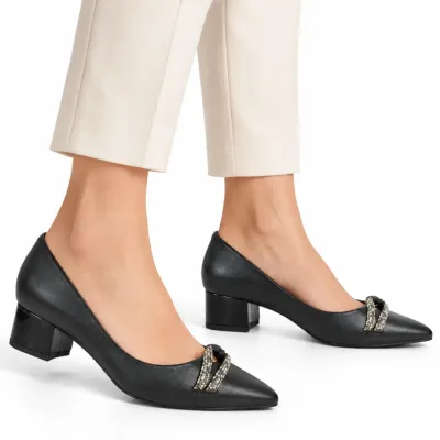 Sapato Beira Rio Scarpin Conforto Salto Bloco Baixo-preto 4182.222