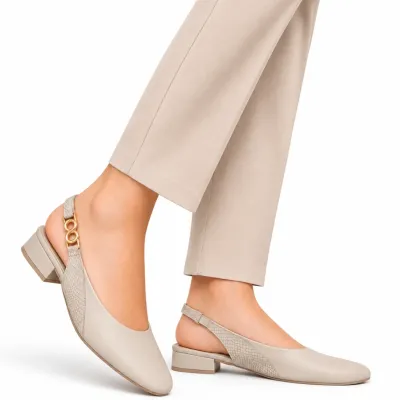 Sapato Ramarim Slingback Casual Salto Baixo-caqui 2415231