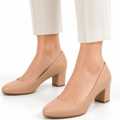 Sapato Beira Rio Scarpin Feminino Conforto Salto Bloco Baixo-nude 4777.409