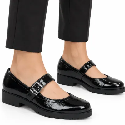 Sapato Bottero Boneca Feminino Couro Verniz Tratorado-preto 362002