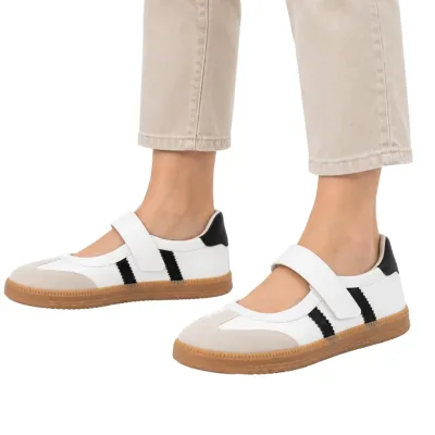 Tênis Sapatilha Sua Cia Feminina Estilo Mary Jane Casual Tira De Velcro-branco/preto 8355v27.16790