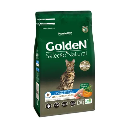 Ração Golden Seleção Natural Gatos Castrados Frango Com Abóbora E Alecrim 1kg