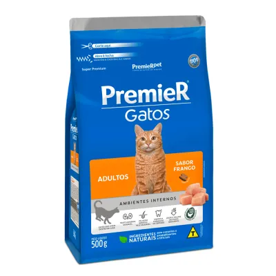Ração Premier Ambientes Internos Gatos Adultos Frango 500g