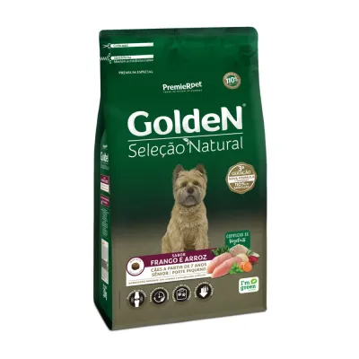 Ração Golden Seleção Natural Cães Sênior Porte Pequeno Frango E Arroz 3kg