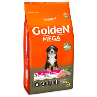 Ração Golden Mega Para Cães Filhotes Raças Grandes Frango E Arroz 15kg