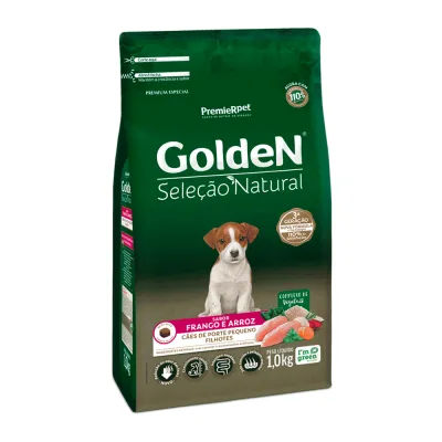 Ração Golden Seleção Natural Cães Filhotes Porte Pequeno Frango E Arroz Mini Bits 1kg
