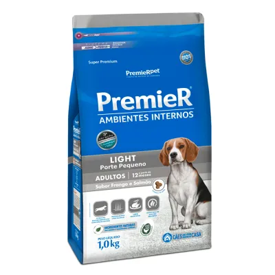 Ração Premier Ambientes Internos Light Cães Adultos Frango E Salmão 1kg