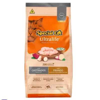 Ração Seca Special Cat Ultralife Castrados Frango Para Gatos - 10.1 Kg
