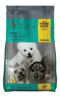 Ração Three Dogs Original Frango, Carne E Arroz Adultos Raças Pequenas E Mini 10,1kg
