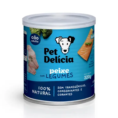 Ração Úmida Para Cães Sabor Peixe Com Legumes Pet Delícia 320g
