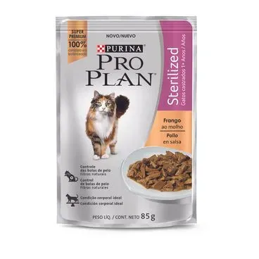 Ração Pro Plan Cat Wet Sachê Frango Ao Molho Sterilized Para Gatos 85g