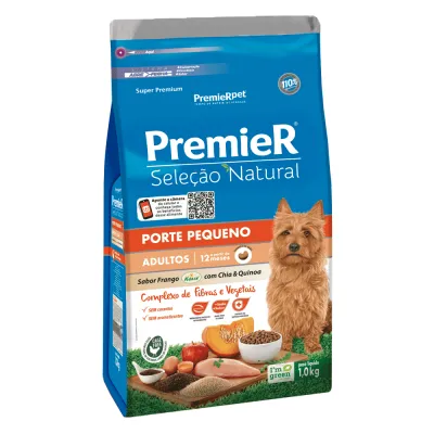 Ração Premier Seleção Natural Cães Adultos Pequeno Porte Frango Com Chia E Quinoa 1kg