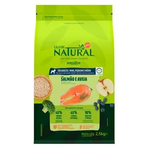 Ração Guabi Natural Cães Adulto. Sens. Raças Mini, Peq. e Médio Salmão e Aveia 2,5kg