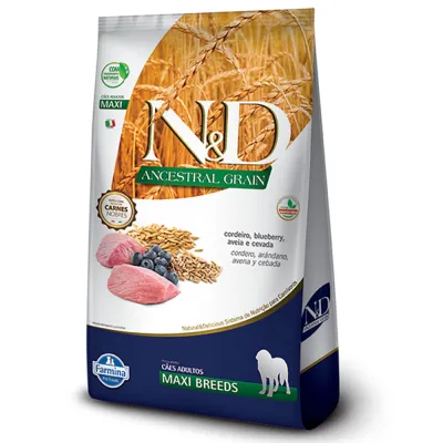 Ração N&D Ancestral Grain Cães Adultos Maxi Cordeiro 10.1kg