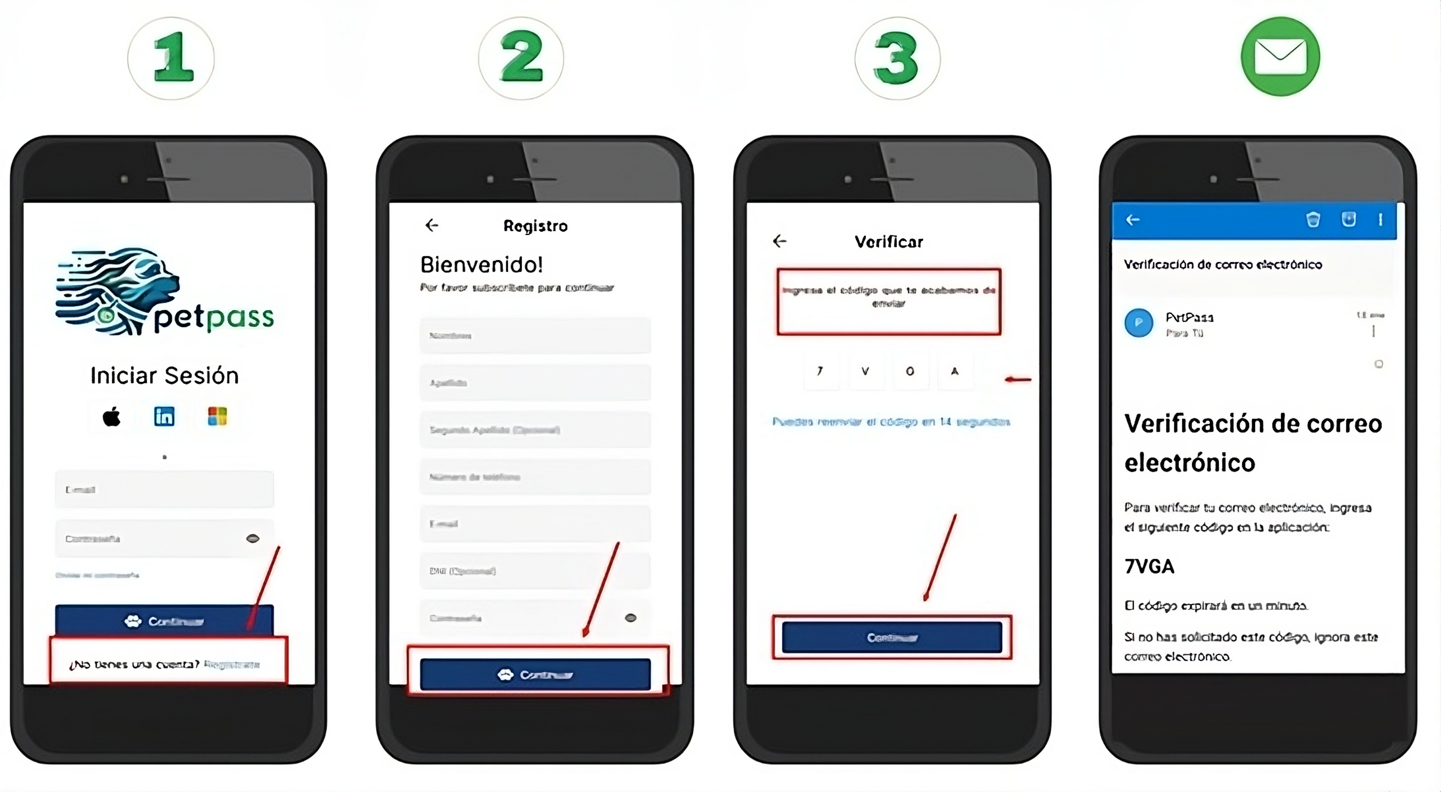 Proceso de registro en Petpass