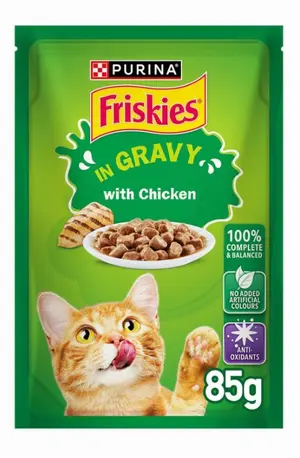 Purina Friskies Wet Cat Food with Chicken in Gravy - colorants free 85g