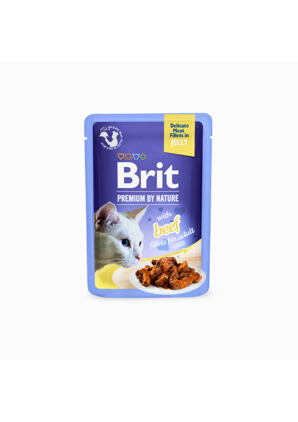 Brit Premium Cat Pouch with Beef Fillets in Jelly for Adult Cats 85g