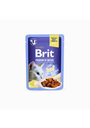 Brit Premium Cat Pouch with Beef Fillets in Jelly for Adult Cats 85g