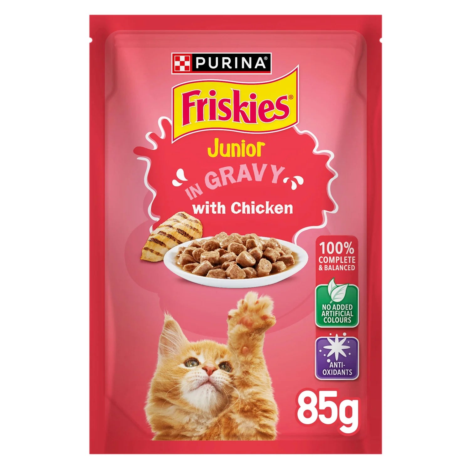 Purina Friskies Junior Wet Cat Food with Chicken in Gravy for Kittens 85G