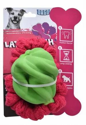 Orgo pink & green Nylon & Latex Plush Dog Toy