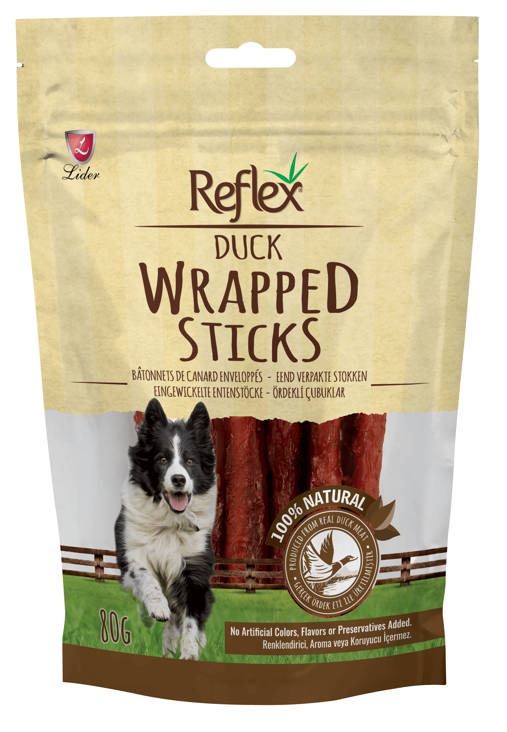 Reflex Duck Wrapped Sticks Dog Treats 80G