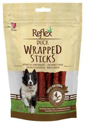Reflex Duck Wrapped Sticks Dog Treats 80G