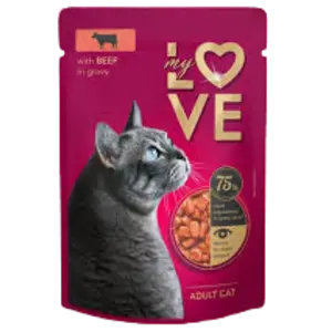 My Love Wet Food For Adult Cat With Beef In Gravy 85g