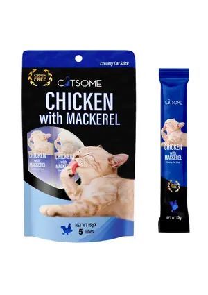 CATSOME Creamy Cat Stick Chicken With Mackerel 75g (5 sticks/pack)