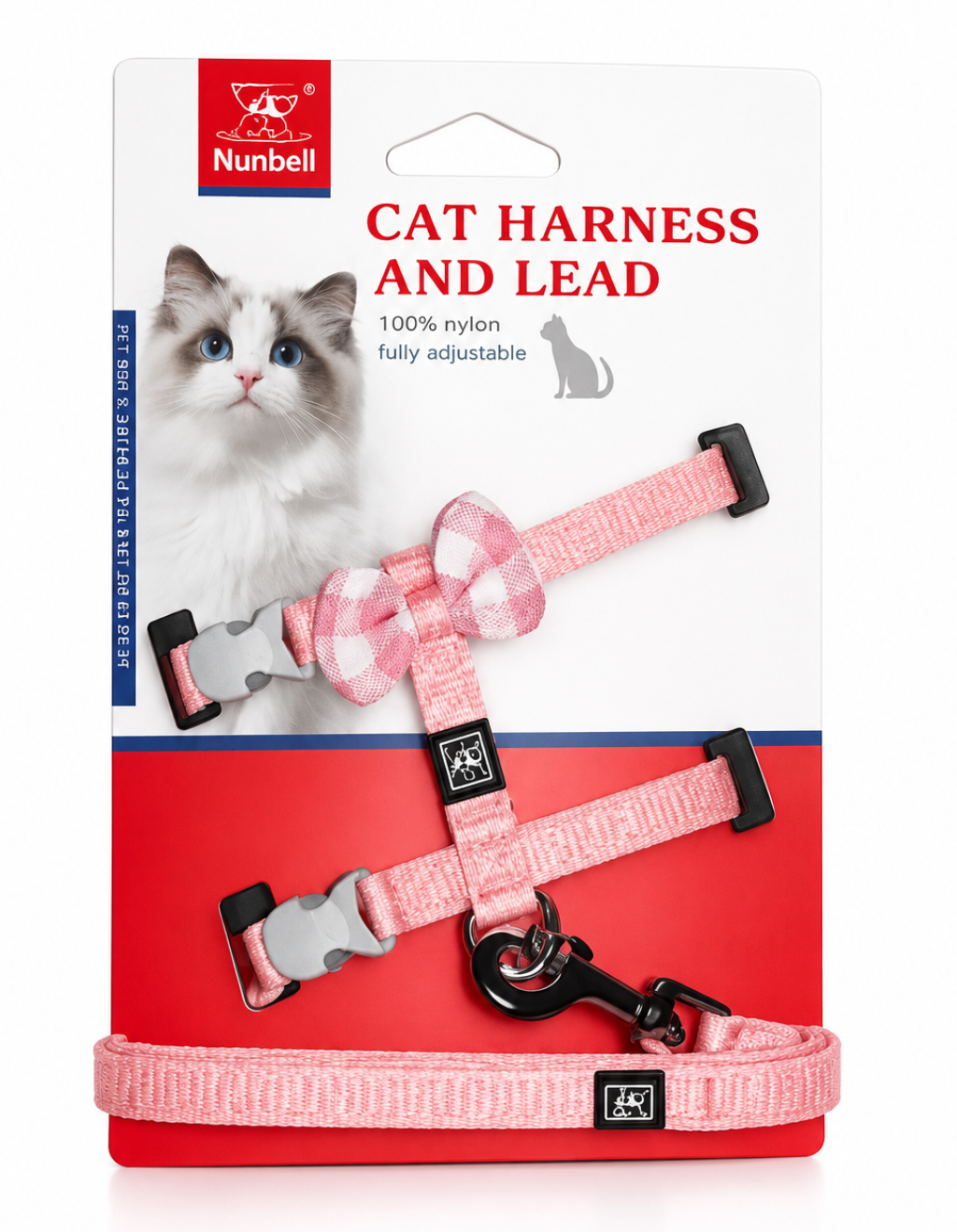 Nunbell harness & leash rose with bow for cat