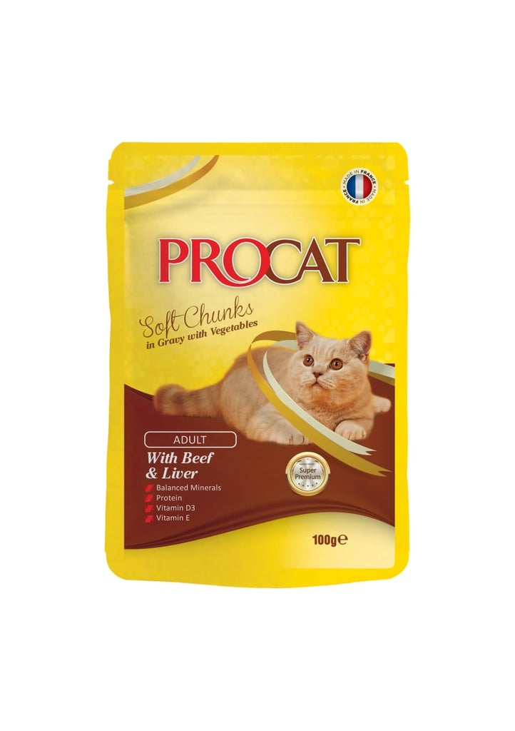 PROCAT Soft chunks in jelly with Beef & liver100 gm