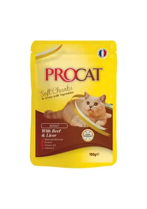 PROCAT Soft chunks in jelly with Beef & liver100 gm