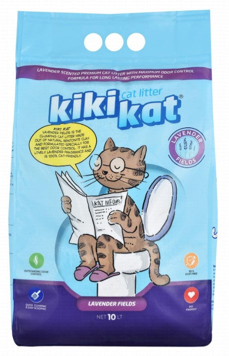 Kiki Kat Bentonite Clumping Cat Litter Lavender Scent 10l